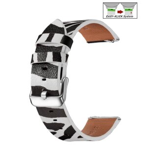 Tiger-Design Easy-Klick Uhrenarmband Modell JungleTec weiß-schwarz 20 mm