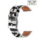 Tiger-Design Easy-Klick Uhrenarmband Modell JungleTec weiß-schwarz 20 mm