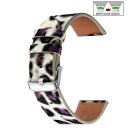 Leopard-Design Easy-Klick Uhrenarmband Modell JungleTec weiß-lila-schwarz 20 mm