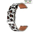 Leopard-Design Easy-Klick Uhrenarmband Modell JungleTec weiß-braun-schwarz 20 mm