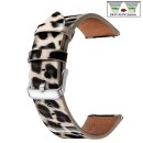Leopard-Design Easy-Klick Uhrenarmband Modell JungleTec beige-schwarz 20 mm