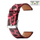 Leopard-Design Easy-Klick Uhrenarmband Modell JungleTec pink-schwarz 20 mm