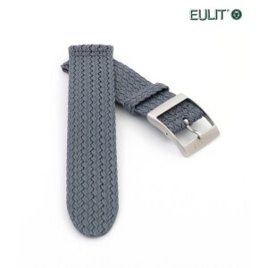 Eulit Perlon Uhrenarmband Modell Palma-Pacific grau 20 mm silber matt gebürstet