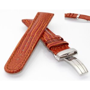 Teju-Eidechse Leder-Uhrenarmband Davos-FS cognac-TiT 20 mm