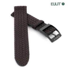 Eulit Perlon Uhrenarmband Modell Palma-Pacific braun 20 mm schwarz matt gebürstet