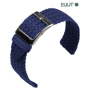 Eulit Perlon Uhrenarmband Modell Palma-Pacific navy-blau 20 mm silber poliert