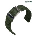Eulit Perlon Uhrenarmband Modell Palma-Pacific oliv-grün 21 mm silber poliert