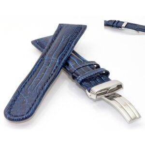 Teju-Eidechse Leder-Uhrenarmband Davos-FS blau-TiT 22 mm