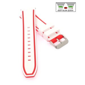 Easy-Klick Premium Silikon Uhrenarmband Modell Yachting weiß-rot 20 mm