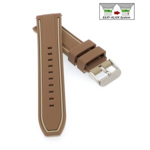 Easy-Klick Premium Silikon Uhrenarmband Modell Yachting braun-taupe 24 mm