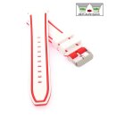 Easy-Klick Premium Silikon Uhrenarmband Modell Yachting weiß-rot 24 mm