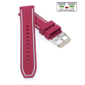 Easy-Klick Premium Silikon Uhrenarmband Modell Yachting rot-grau 26 mm