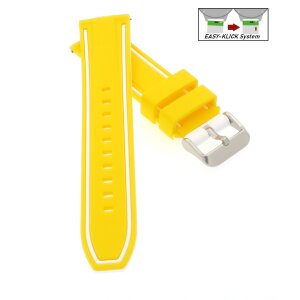 Easy-Klick Premium Silikon Uhrenarmband Modell Yachting gelb-weiß 22 mm