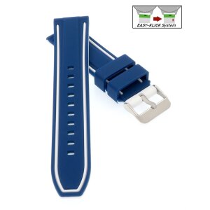Easy-Klick Premium Silikon Uhrenarmband Modell Yachting blau-weiß 22 mm