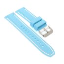 Easy-Klick Premium Silikon Uhrenarmband Modell Yachting tiffanoblau-weiß 22 mm