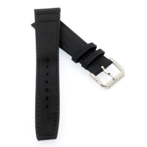 Canvas-Nylon Leder Uhrenarmband Modell Ingelheim-DSS schwarz 22 mm, kompatibel IWC