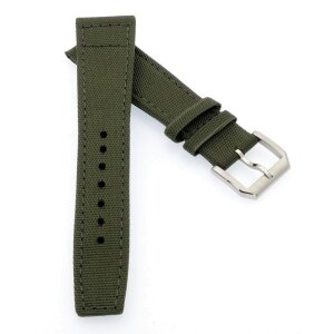 Canvas-Nylon Leder Uhrenarmband Modell Ingelheim-DSS grün 20 mm, kompatibel IWC