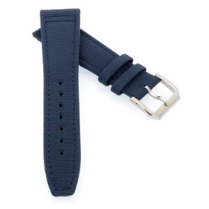 Canvas-Nylon Leder Uhrenarmband Modell Ingelheim-DSS blau 21 mm, kompatibel IWC