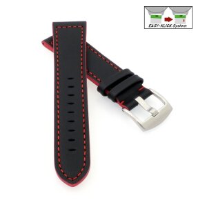 Easy-Klick Softleder Uhrenarmband Modell Sportina schwarz-rot 18 mm Breitdorn