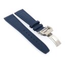 Canvas-Nylon Leder Uhrenarmband Modell Ingelheim-FSS blau 20 mm, kompatibel IWC