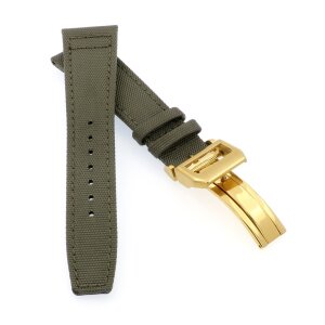 Canvas-Nylon Leder Uhrenarmband Modell Ingelheim-FSG grün 21 mm, kompatibel IWC