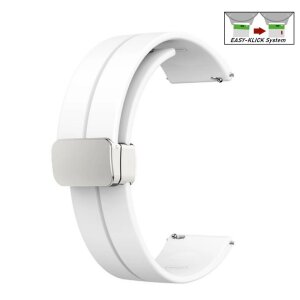 Easy-Klick Silikon Uhrenarmband Modell Hotspot-S mit Magnet-Faltschließe weiß 22 mm