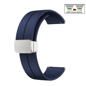 Easy-Klick Silikon Uhrenarmband Modell Hotspot-S mit Magnet-Faltschließe dunkel-blau 22 mm