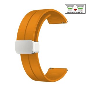 Easy-Klick Silikon Uhrenarmband Modell Hotspot-S mit Magnet-Faltschließe orange-gelb 22 mm