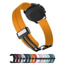Easy-Klick Silikon Uhrenarmband Modell Hotspot-S mit Magnet-Faltschließe orange-gelb 22 mm