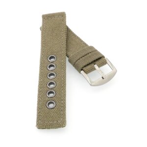 Canvas Textil Uhrenarmband Modell Terra grün-uni 22 mm, wasserfest