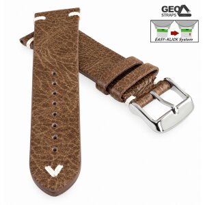 Vintage Easy-Klick Antik-Rindleder Uhrenarmband Modell Delta cigar-braun 20 mm