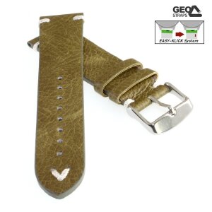 Vintage Easy-Klick Antik-Rindleder Uhrenarmband Modell Delta pistachio-grün 22 mm