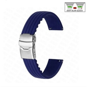 Easy-Klick Silikon Uhrenarmband Modell Lesbos navy-blau 20 mm, Faltschließe