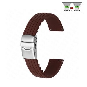 Easy-Klick Silikon Uhrenarmband Modell Lesbos braun 20 mm, Faltschlie
