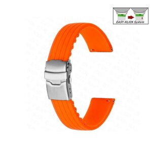 Easy-Klick Silikon Uhrenarmband Modell Lesbos orange 20 mm, Faltschließe