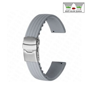 Easy-Klick Silikon Uhrenarmband Modell Lesbos grau 20 mm, Faltschließe