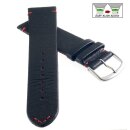 Easy-Klick echt Elch-Leder Uhrenarmband Modell Vancouver schwarz-rot 20 mm