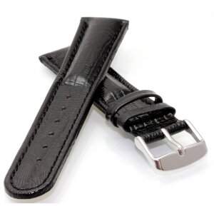Teju-Eidechse Leder-Uhrenarmband Davos-DS schwarz-TiT 22 mm