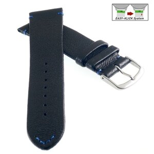 Easy-Klick echt Elch-Leder Uhrenarmband Modell Vancouver schwarz-blau 22 mm