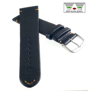 Easy-Klick echt Elch-Leder Uhrenarmband Modell Vancouver schwarz-orange 22 mm