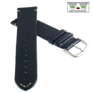 Easy-Klick echt Elch-Leder Uhrenarmband Modell Vancouver schwarz-grün 22 mm