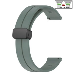 Easy-Klick Silikon Uhrenarmband Modell Hotspot-P mit Magnet-Faltschließe grau-grün 22 mm