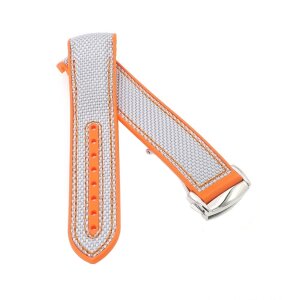 Premium Hybrid Uhrenarmband Modell Innsbruck-FSS grau-orange 20 mm, komp. Omega