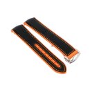 Premium Hybrid Uhrenarmband Modell Innsbruck-FSS schwarz-orange 20 mm, komp. Omega