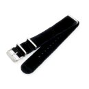 Nato Velours-Leder Uhrenarmband Modell Jersey schwarz 20 mm Nato Strap