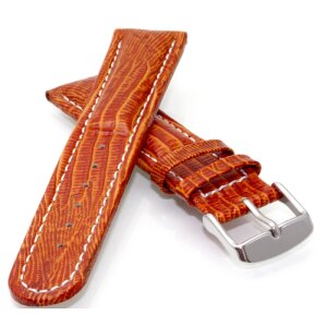 Teju-Eidechse Leder-Uhrenarmband Davos-DS cognac-WN 22 mm