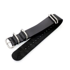 Nato-Zulu Vintage-Leder Uhrenarmband Modell Tunis schwarz 18 mm Nato Strap