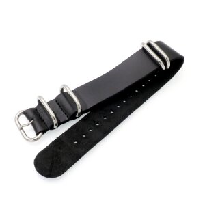 Nato-Zulu Vintage-Leder Uhrenarmband Modell Tunis schwarz 18 mm Nato Strap