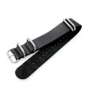 Nato-Zulu Vintage-Leder Uhrenarmband Modell Tunis schwarz 18 mm Nato Strap