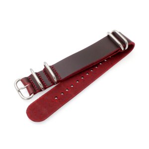 Nato-Zulu Vintage-Leder Uhrenarmband Modell Tunis rot 22 mm Nato Strap